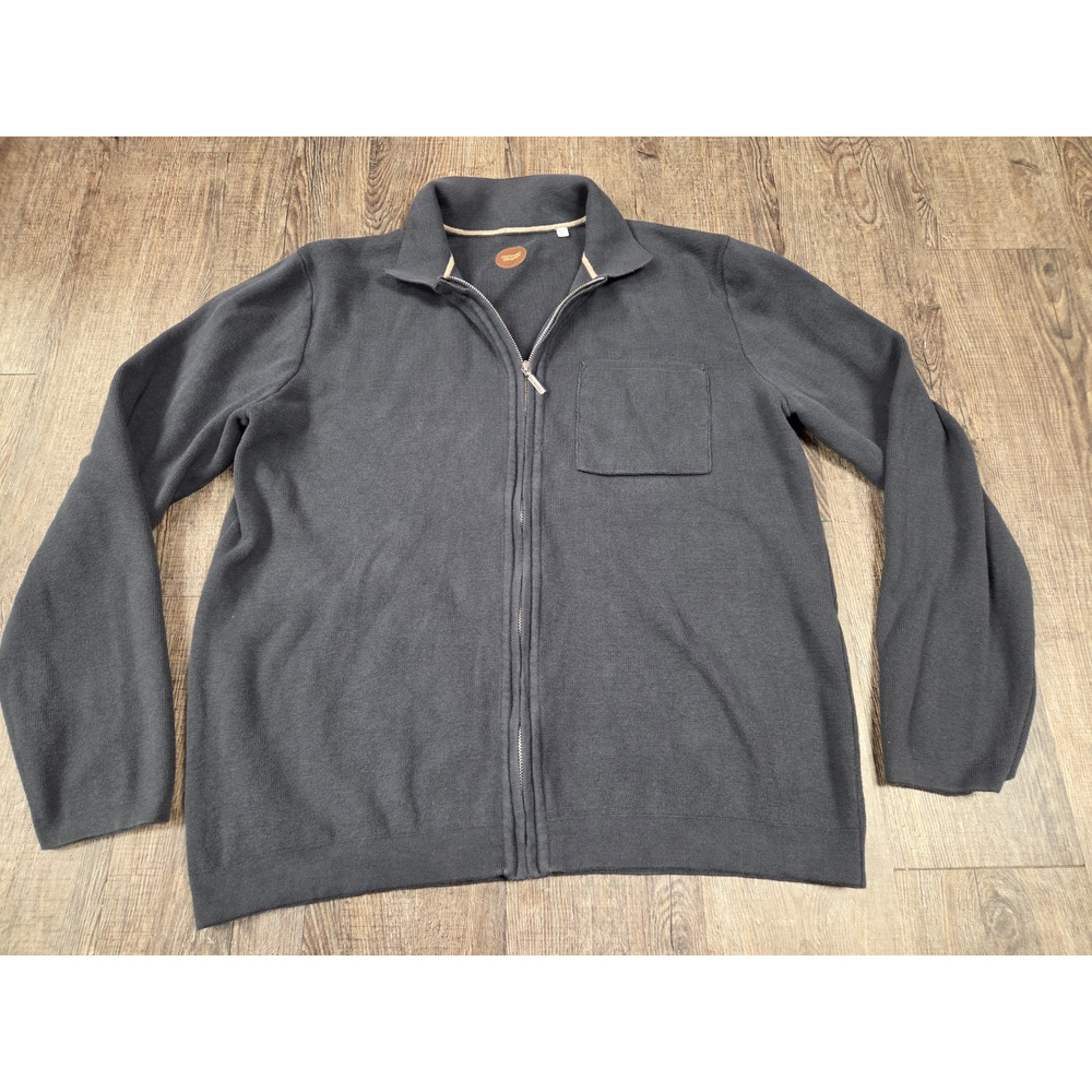 Common People Full Zip Up Cardigan Cotton Pocket Charcoal Dark Gray Large